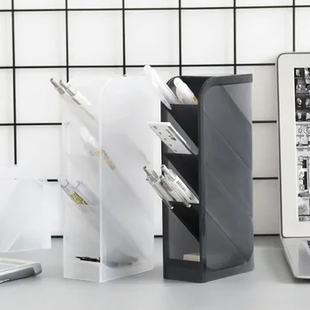 

Multi-function 4 Grid Office Accessories Desktop Pen Holder School Storage Case Plastic Box Desk Pen Pencil Organizer