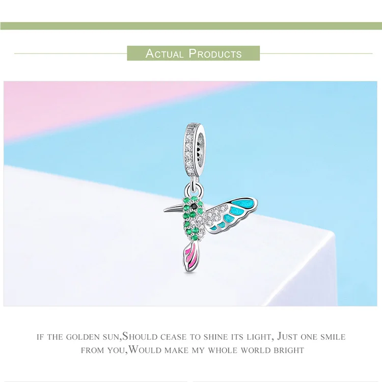 S925 серебро fit Pandora браслет красочный Циркон Удочка птица подвеска Женский дизайн 925 Starling подвески