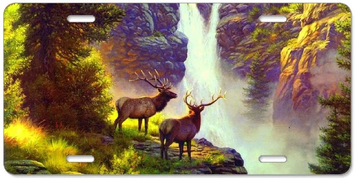 

yunsu Fall Wildlife Elk Valley Forests License Plate,car Decor Personalise Tag,Novelty Car Front License Plate Metal Aluminum
