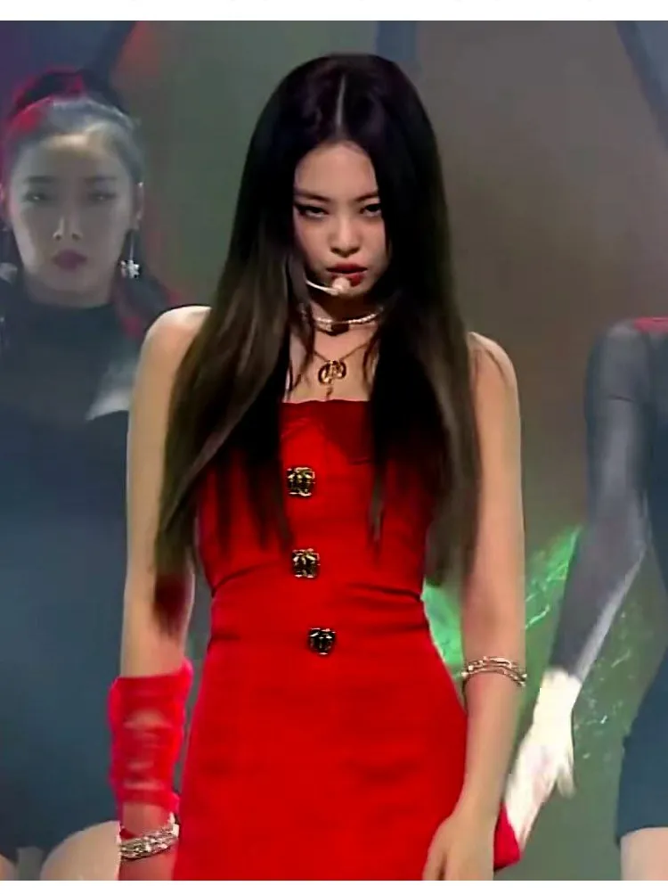 Kpop Blackpink Дженни та же летняя Модная женская сексуальная красная обернутая грудь платье женский корейский однобортный тонкий мешок бедра платья