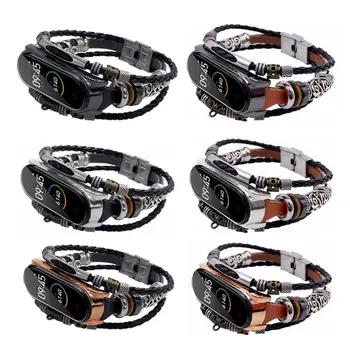 

1PC Retro Leather Watch Band Metal Buckle Wrist Strap for XIAOMI Band 4/3 Bracelet