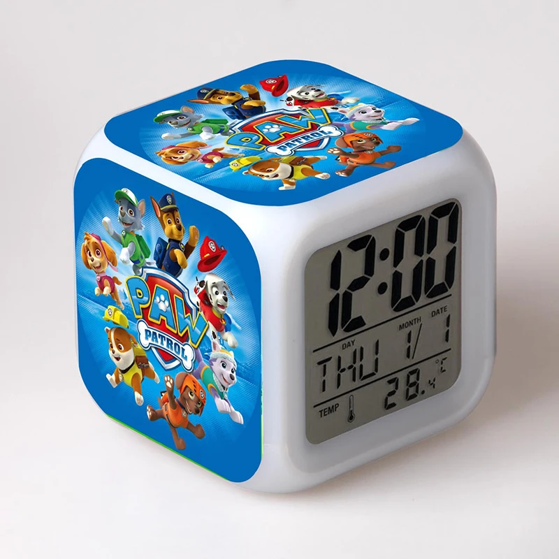 

Hot Anime Paw Patrol figures LED alarm Patrulla Canin Juguete Night Light clock creative gifts Toys for Children Gifts 2A18