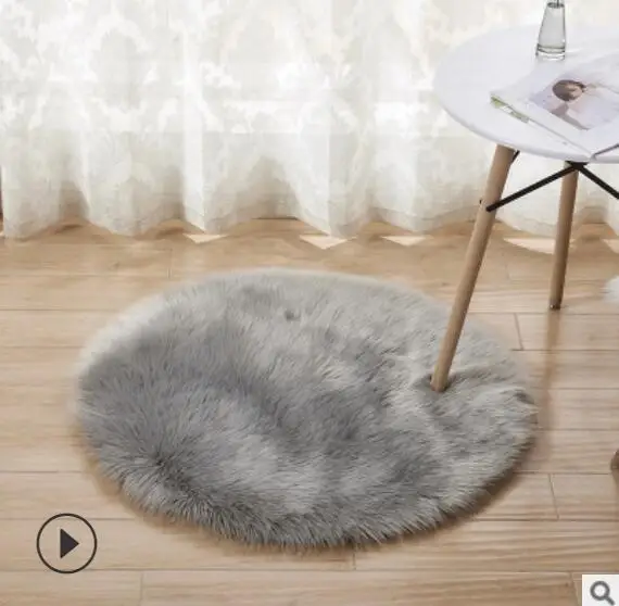 

Plush Round Carpet White Rugs For Living Room Imitation Wool Sofa Cushion Soft Fluffy Bedroom Mat Home Floor Mats