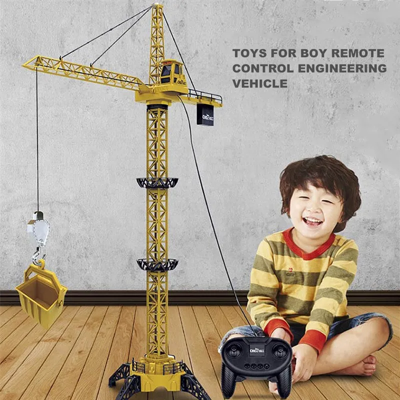 Игрушечный башенный кран с дистанционным управлением 1,2 метров для детей, игрушечный башенный кран для строительства, литая под давлением, башенный поворотный кран, модель грузовика