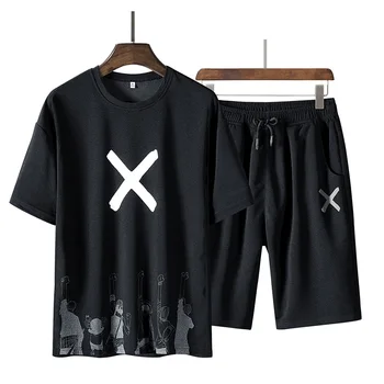 

Casual Men Sets Summer Solid Sports Suit Two Piece T Shirts+Shorts Men's Sportswear Jogger Slim Fit Tracksuit Quick Dry M-3XL