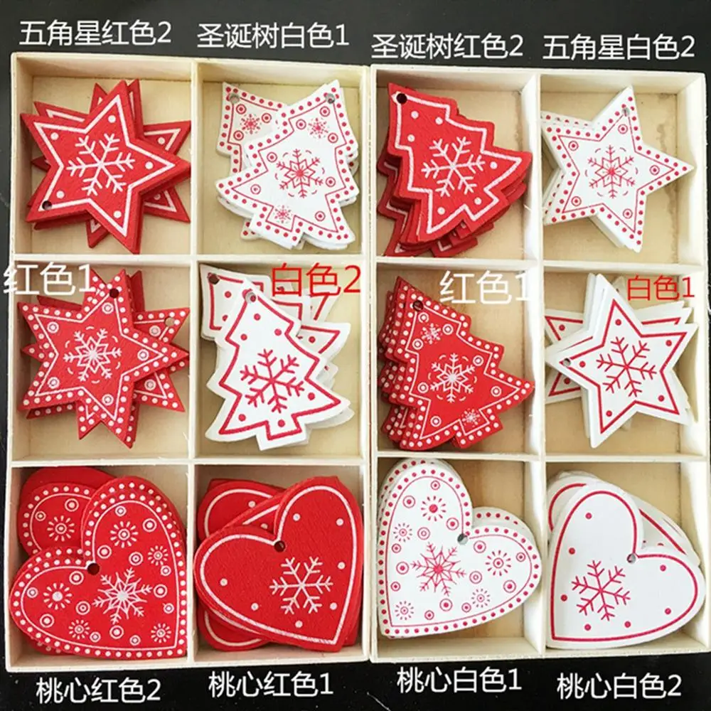 

10pcs Natural Wood Christmas Tree Ornament Wooden Hanging Pendants Gifts Snow Elk Christmas New Year Decora adornos de navidad