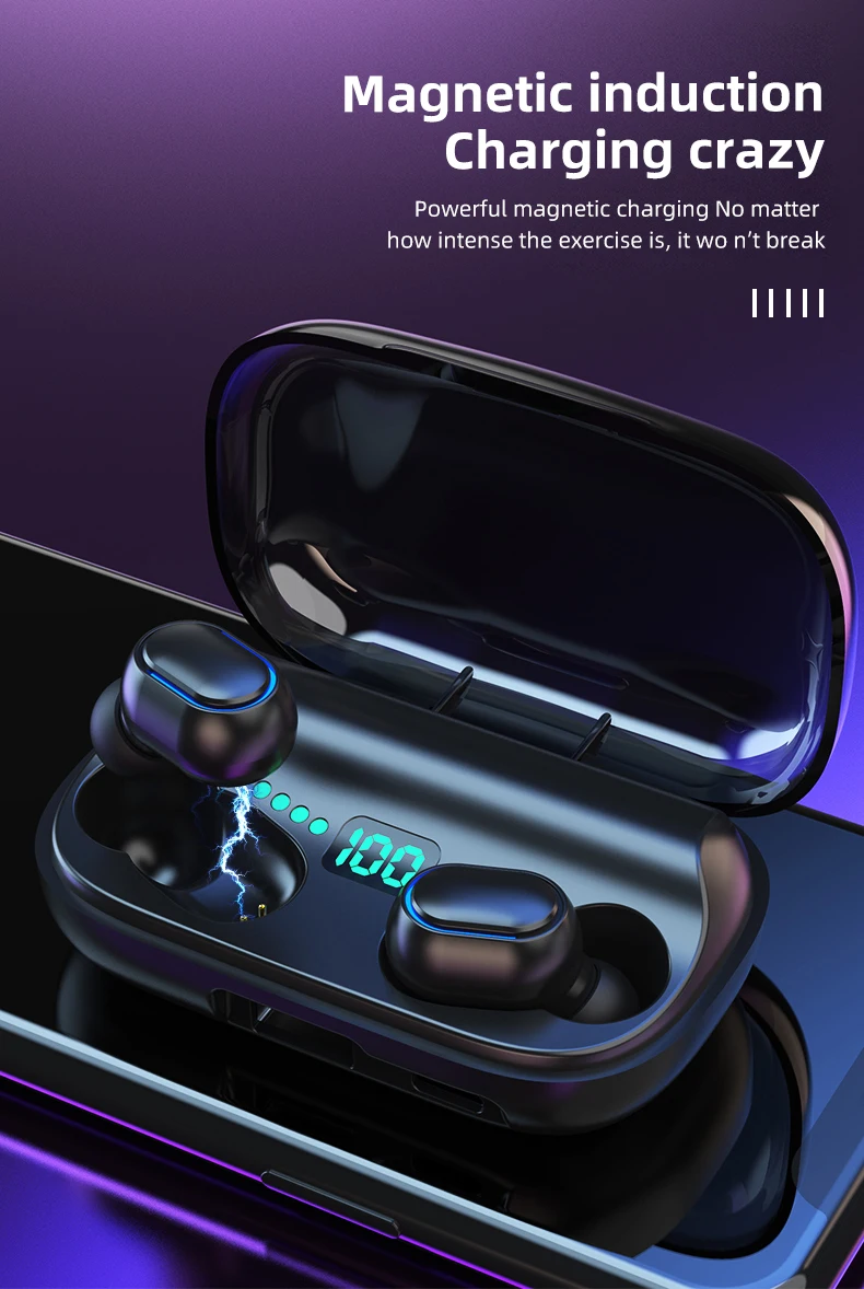 

TWS 5.0 Black Technology T11 Bluetooth wireless headset with battery count display