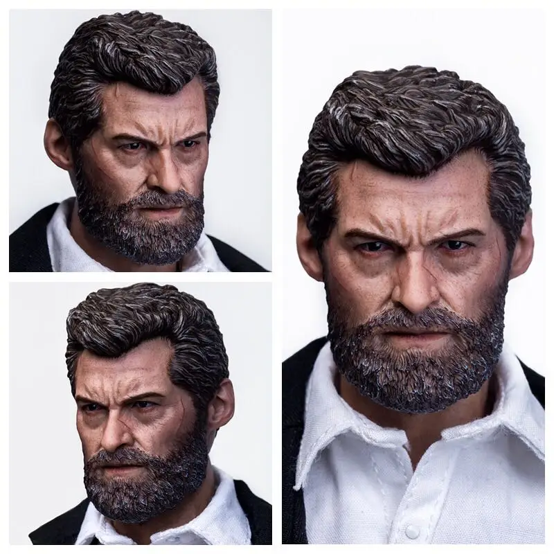 

X-man Wolverine Logan 1/6 Hugh Jack Head Sculpt Carving Old Logan Man Head Carved F 12" Action Solider Figure Body Doll Toys