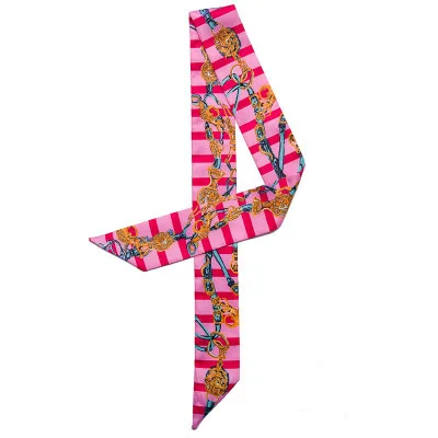 Twill узкий длинный шарф модный Женский Галстук сумка с ручкой лента для волос шаль шарф платок Тонкие шарфы маленький шелковый шарф SJ098 - Color: 2