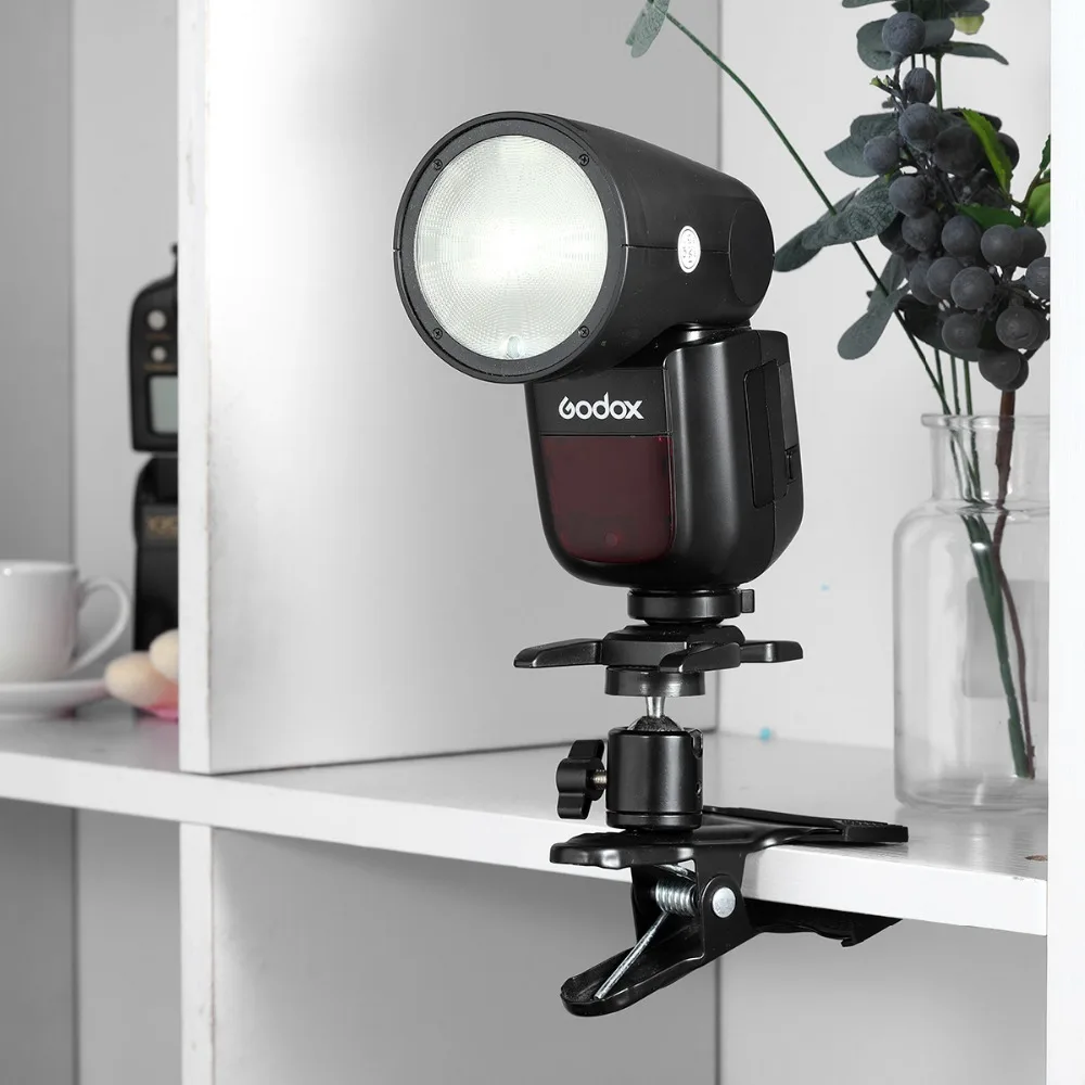Supon Multi-Function Clip Clamp with Ball Head for Cameras Flash Tripod Attachment