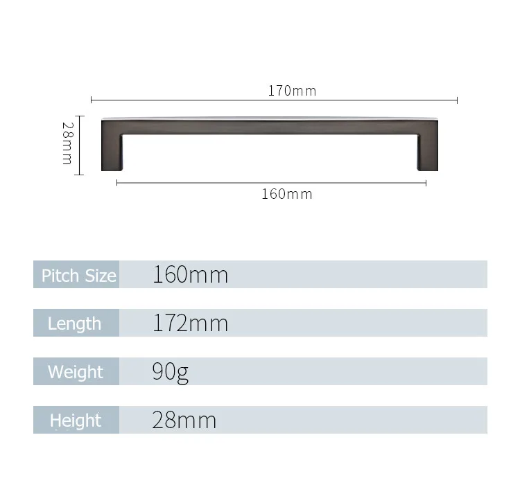 Современные Высокое качество золото, цинк мебели сплава дверная ручка, шкафчик ручки и ручки выдвижных ящиков Кухня кабинет ручки - Цвет: Dark Grey-160mm