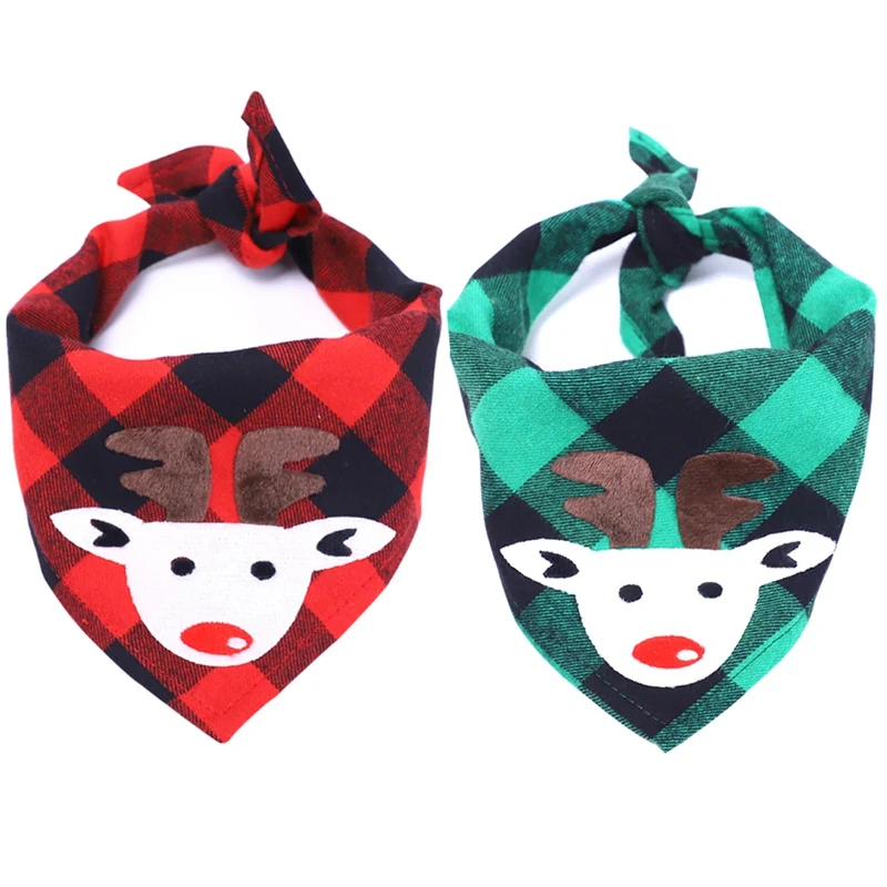 New Hot Christmas Pet Dog Bandana Elk Printed Pet Washable Decoration Scarf Handkerchiefs Bibs Pet Accessories