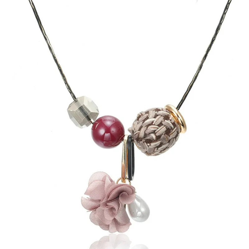

The new 2019 cloth simulation flowers wool ball women necklace jewelry fashion and personality