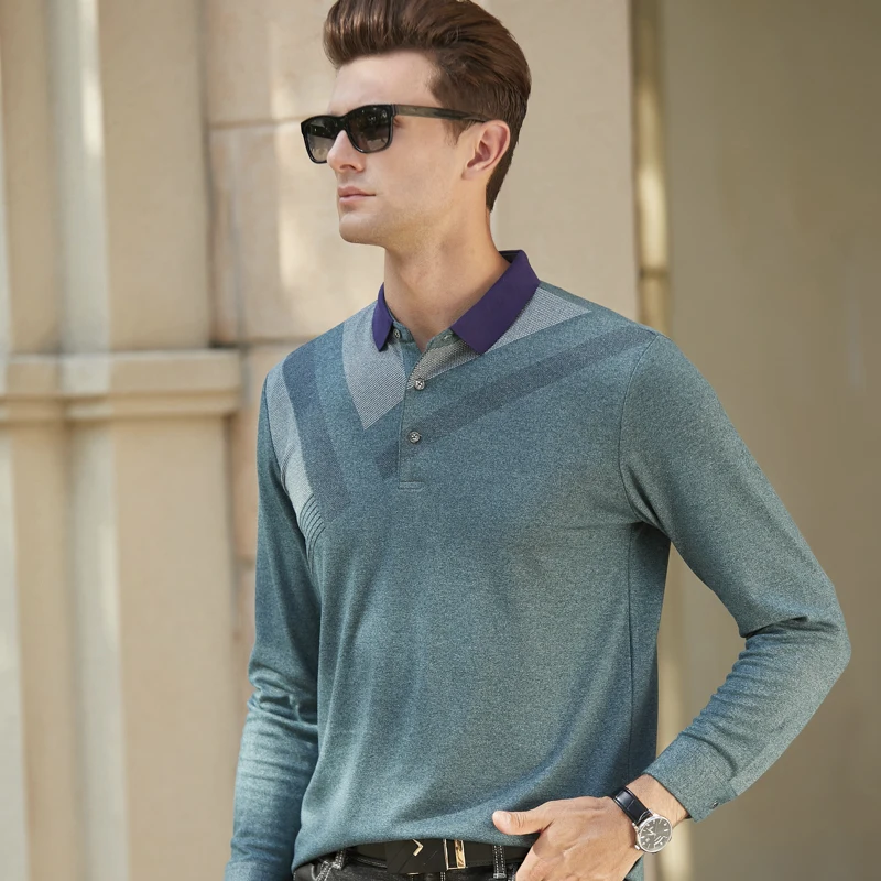 Брендовая мужская мода, Camisa, рубашки поло с длинным рукавом, мужская рубашка с воротником поло, дышащая мужская футболка, топы в полоску, не скатывается