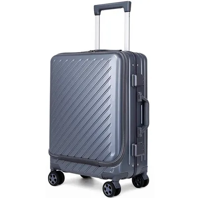 Aluminum frame gray Чемодан на колесиках, чемодан на колесиках, чехол с алюминиевой рамой, чехол на колесиках с сумкой для ноутбука, 20 дюймов, чехол для кабины и 24 дюйма коробка - Цвет: Aluminum frame gray