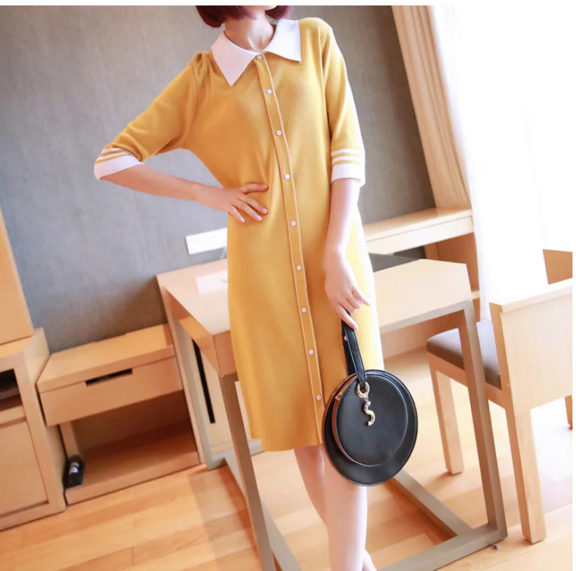 Осенне-зимнее Модное Длинное Платье женское осеннее Новое Женское трикотажное платье темперамент Плюс Размер Свободный женский длинный свитер F643