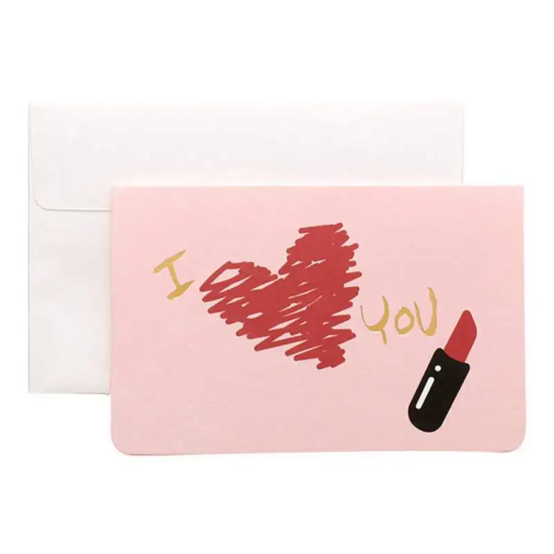  Romantic Valentine\'s Day Folding Card Simple Wishes Greeting Card Wedding Invitation Letter Envelo - 4000434346248