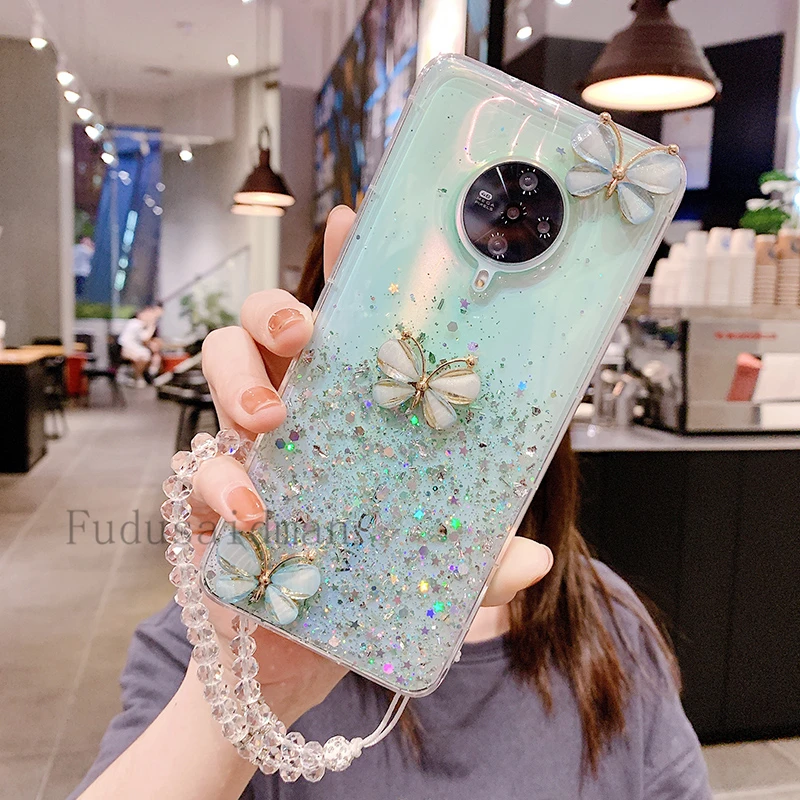 Bling Glitzer Schmetterling Lanyard Handyhülle für XIAOMI Mi 12 12x 12T 11 11T 10T 10 9T Pro 9 Lite Cover Cases_voghion.com
