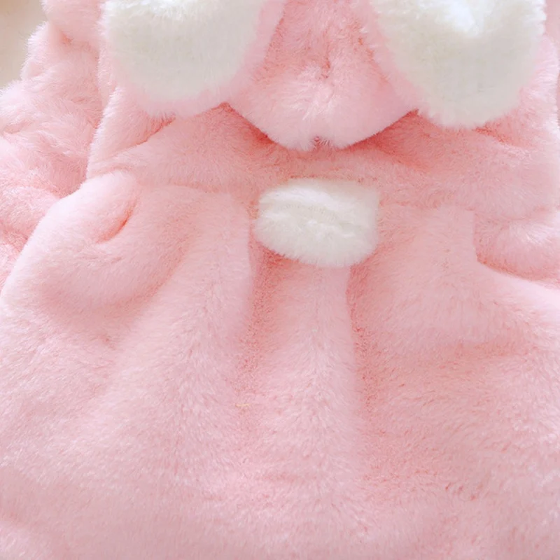 Baby Coat Autumn Winter Girls Artificial Fur Long Sleeve Outerwear With Rabbit Ear Cute Hairy Comfortable Warm Hoodie