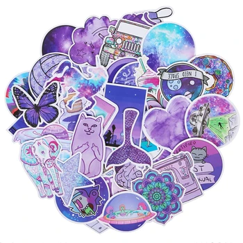

50 PCS Cute Girl Purple Laptop Stickers Purple Vsco Decals for Macbook Hydro Flask Luggage Waterproof Vinyl Aesthetic Stickers