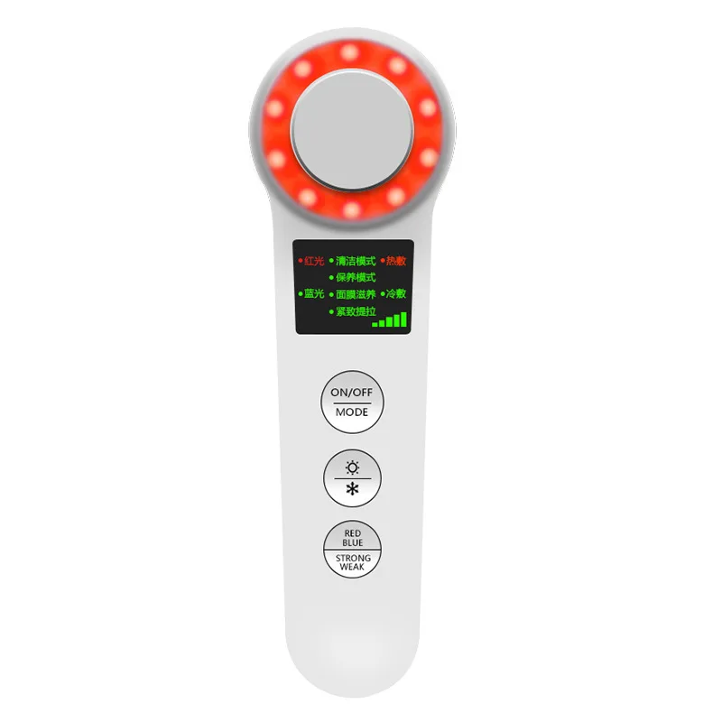  Hot Cold Photon Therapy Facial Massger Led Beauty Vibrating Machine Blue Red Light Mesotherapy Slim - 4000579992396