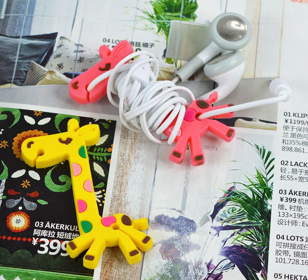 Organizador de cables para auriculares con dibujos de jirafa, organizador de cables, fácil de usar