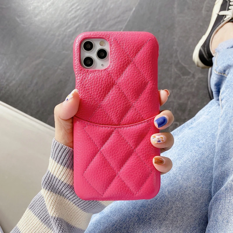 Classic Phone Case with Chain Quilted Lambskin iPhone 12 Pro