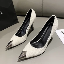

Classics Pumps 2022 Summer Fashion Slip On Sandals Sexy Heels For Women Black White Ladies Loafers Elegant Dress Shoes Women Hot