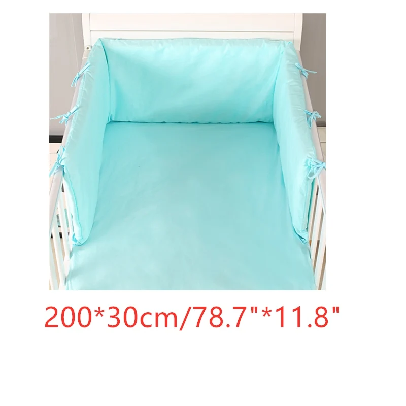blue 200x30cm Один-кусок детская кроватка бамперы безопасно, младенцев, новорожденных из хлопка с Бамперы Детское покрывало для кровати Pad Detachble детская кроватка постельные принадлежности Длина 160/180/200 см - Цвет: blue 200x30cm