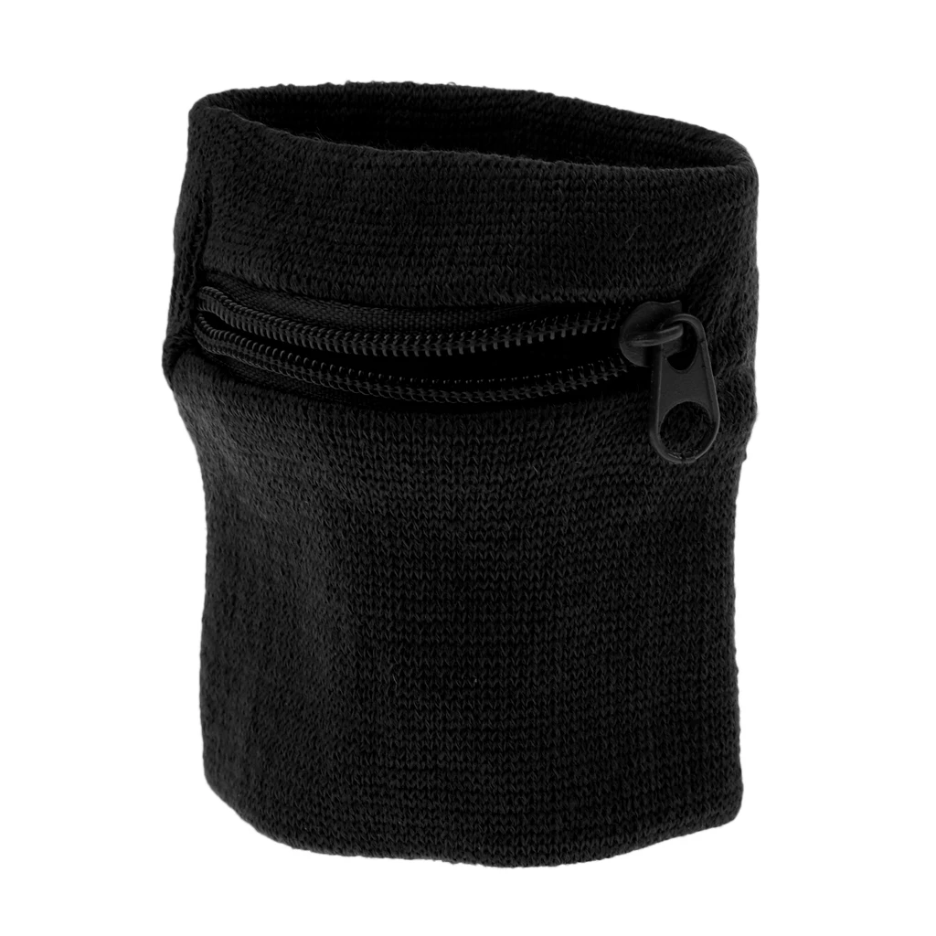 2 Pack Sports Sweatband Wrist Wallet with Zipper for Men& Women- for Football, Basketball, Running, Jogging, Athletic Sports