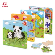 4 шт./набор, деревянные игрушки для детей, животные, простая Головоломка из фанеры, детские развивающие игрушки, головоломка для малышей, PHOOHI