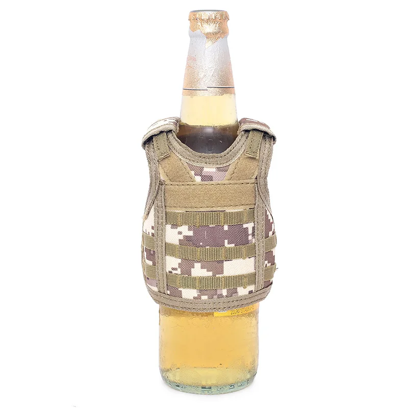 Тактический Мини-жилет для бутылки военный чехол для пивной бутылки охладитель напитков мини-жилет с регулируемыми плечевыми ремнями для бутылки - Цвет: desert digital 1pcs