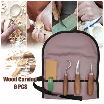 

6PCS Multifunction Wood Carving DIY Tool Kit Woodworking Engraving Cutting Sculpture Cutter Handle Knife Hand Tool Set