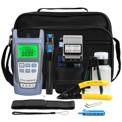 14pcs/set Fiber Optic FTTH Tool Kit with FC-6C Fiber Cleaver Optical Power Meter 5MW Visual Fault Locator Wire stripper