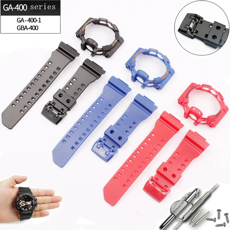 

Watch accessories 16mm for Casio strap G-SHOCK GA-400 GBA-401 pin buckle men's and women's resin rubber sports watch case