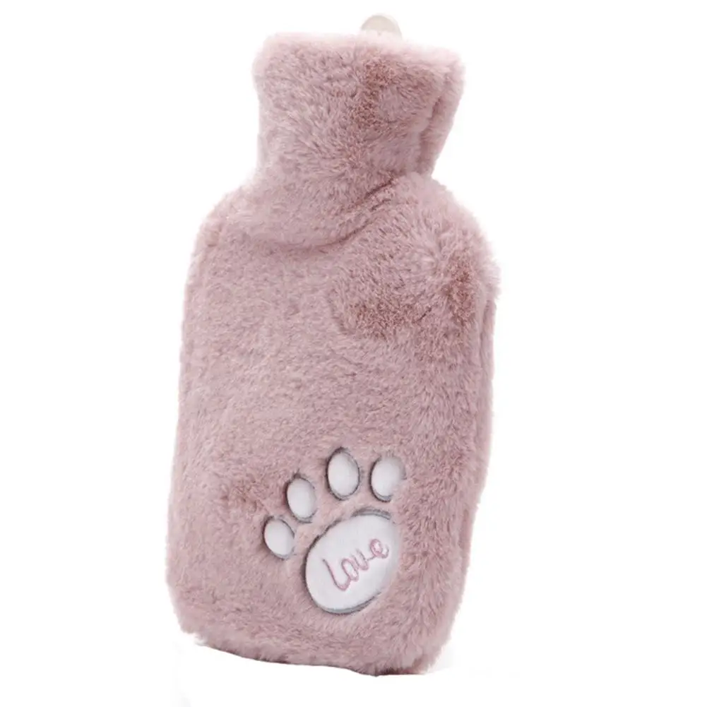 1000ml Large Size Hot Water Bag Cartoon Plush Cloth Set Water Injection Hot Water Bottle Removable Winter Explosion-proof Portab