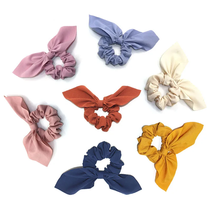 

Candy Color Hair Ties Bow-knot Fabric Scrunchie Ponytail Holder Headwear Ribbon Rope Hairband Accessories for Women Girls
