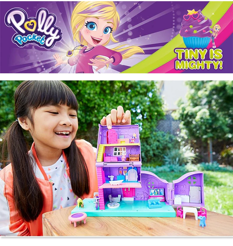 Polly Pocket Pollyville House игрушки Мини Забавный строительный игровой набор с играми Move Micro Polly и Lila куклы Hoilday Time GFP42