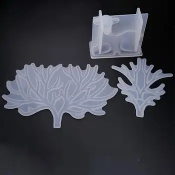 

DIY Pendant Craft Crystal Silicone Deer Tree Display Table Mirror Mold Transparent UV Resin Molds Jeweley Making Tools