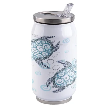 

Creative Coffee Mug Turtle Sea Bubble Deep Blue Cup Thermal Straw Cup Double Stainless Steel Coke Cup Lid Water Bottle