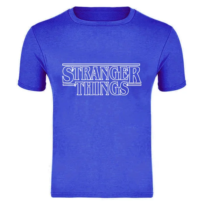 Sapphire blue STRANGER THINGS Mens T-Shirts Summer cotton Short Sleeve T Shirts New casual Tee Shirts Male T shirt S-XXXL - Цвет: Sapphire blue