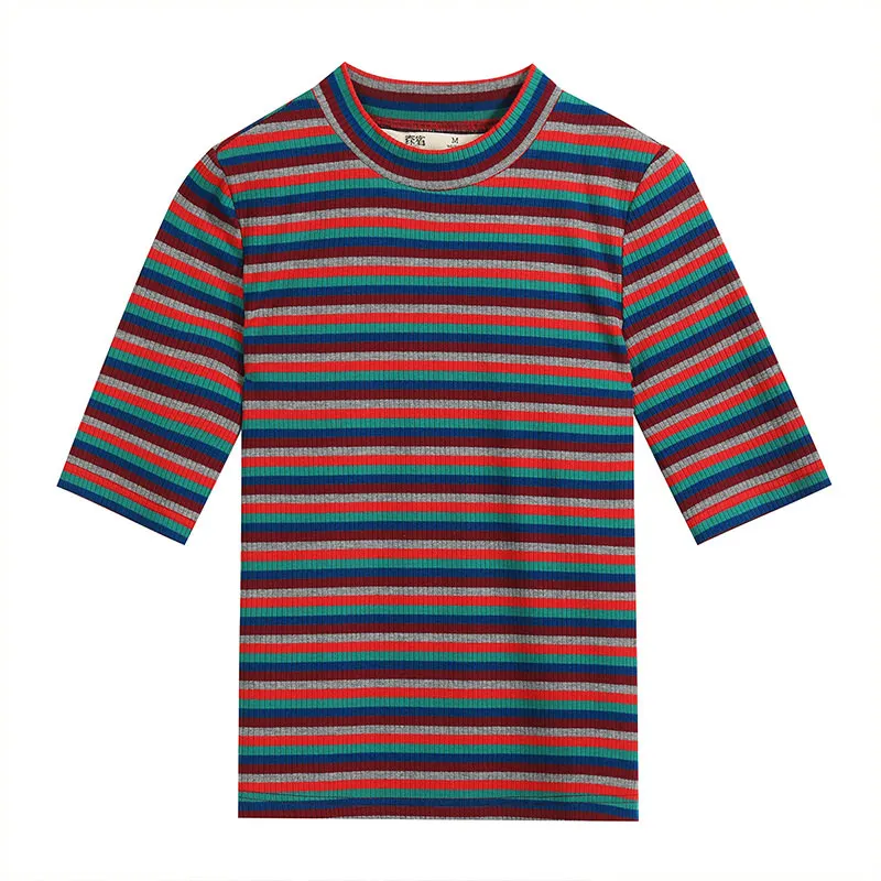 Striped Samstree осенние полосатые тонкие женские футболки с длинным рукавом разноцветные рабочие женские футболки - Цвет: Striped