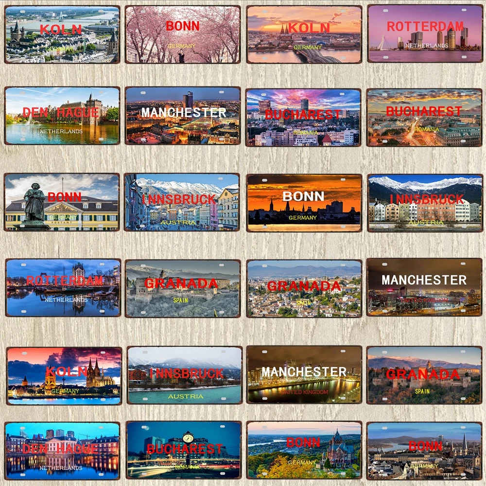 

City Tourist Souvenir Retro Poster Shabby Chi Metal Tin Sign For Club Shop Cafe Restaurant Home Decor 6x12 Inch DC-1297A