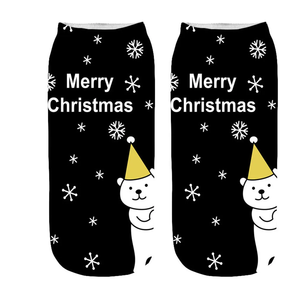 Хлопковые рождественские носки для женщин и мужчин; Новинка года; сезон осень-зима; новогодний Санта-Клаус; Рождественская елка с изображением снежного лося; подарок; счастливые носки; PEONFLY 9