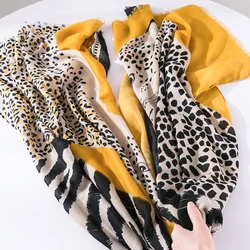 2022 New Fashion lady Cotton Scarf Lovely Leopard Pattern Beach Hijab Shawls and Wraps Female Foulard Echarpe Designer 180*90Cm