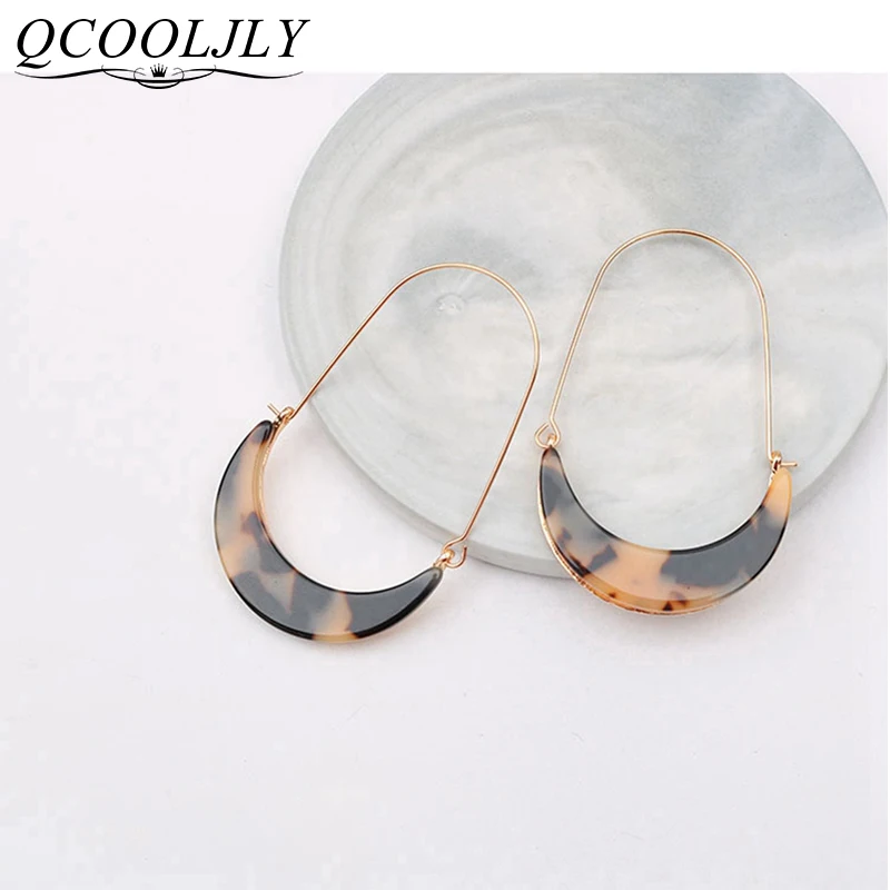 QCOOLJLY акриловые лунные длинные серьги-кольца для женщин Лидер продаж современные ювелирные изделия винтажные Модные женские серьги