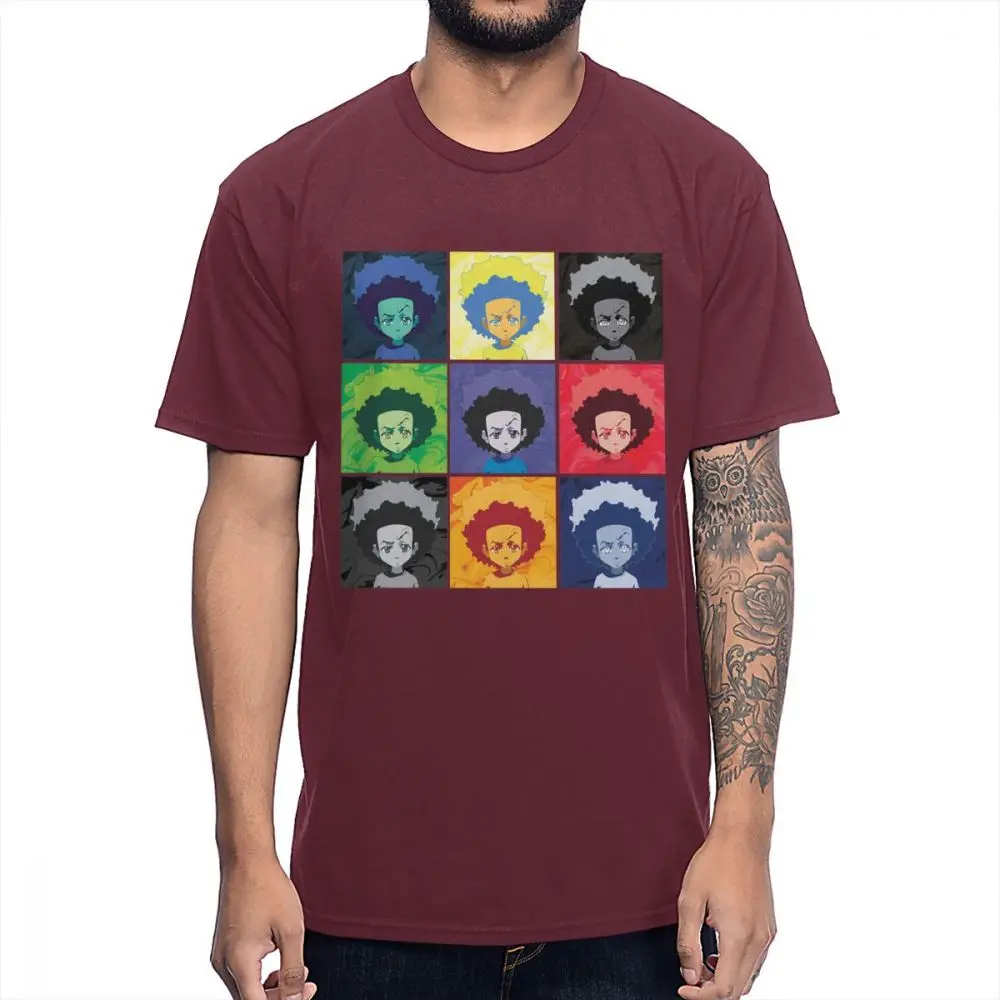 Мягкий тонкий Craig Smokey Boondocks Huey футболка для мужчин Ретро стиль милый Классический круглый вырез Homme футболка - Цвет: Коричневый