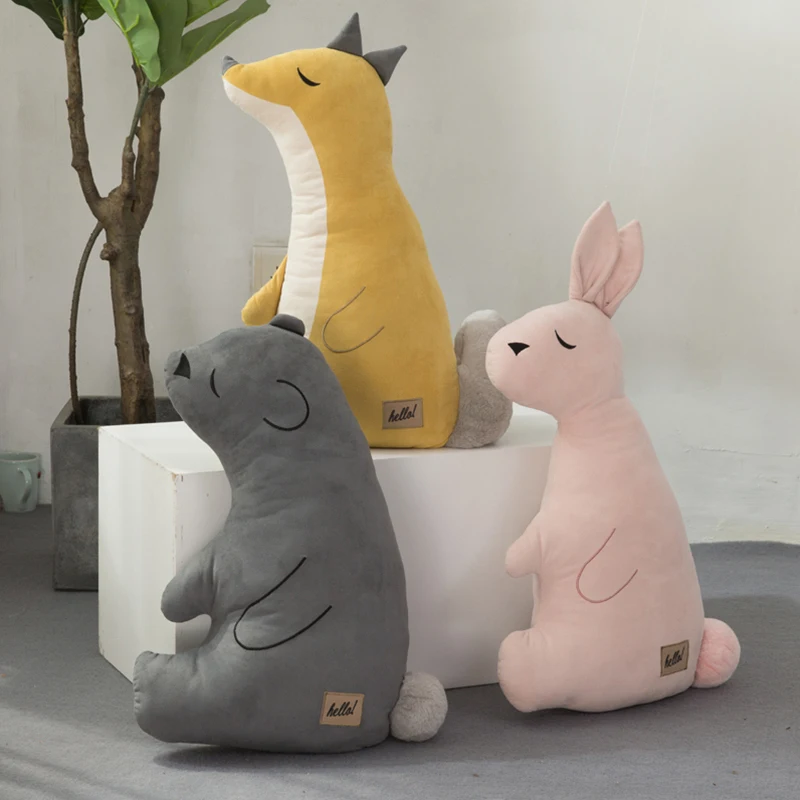 

55cm Nordic Style Cartoon Animals Fox Rabbit Bear Cushion Soft Baby Calm Sleep Pillow Cute Toys Kids Room Decoration Girls Gift