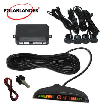 

Reversing Radar System Car LED Parking Sensor Kit Display 4 Sensors 22mm 12V Small Crescent LED Peaking Alarm Monitor 8 Colors