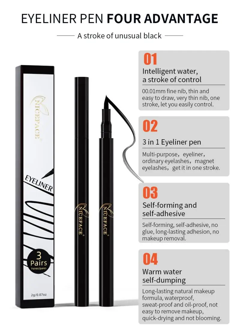 Professional Self-adhesive Eyeliner Waterproof Not-blooming Liquid Eyeliner Natural Long Lasting Eyeliner Pen Eye Makeup TSLM2 Professional Self-adhesive Eyeliner Waterproof Not-blooming Liquid Eyeliner Natural Long Lasting Eyeliner Pen Eye Makeup TSLM2